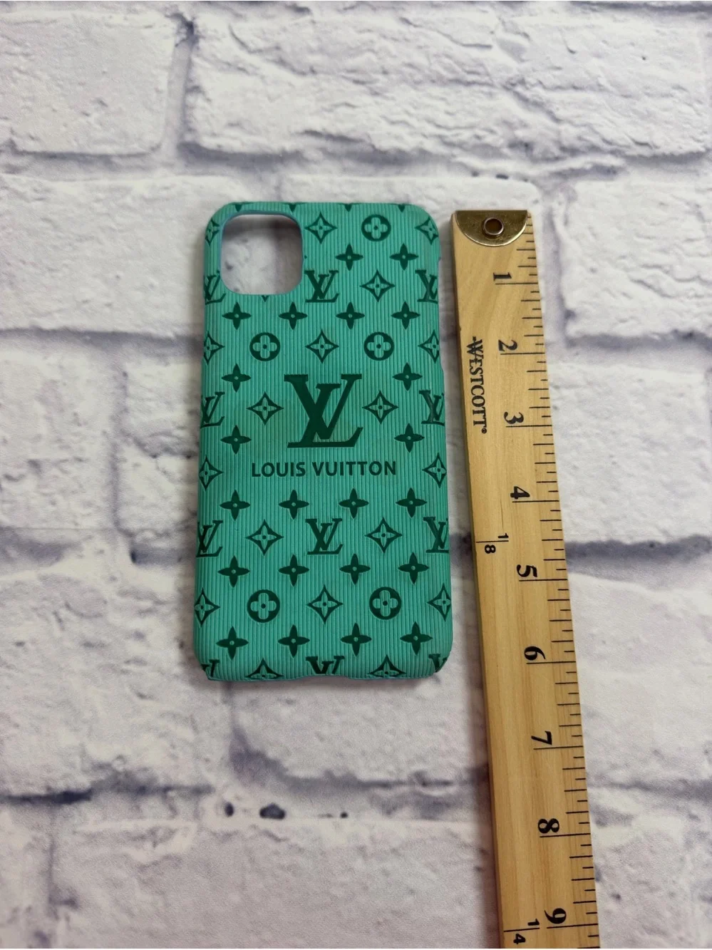 Louis Vuitton Teal Monogram Phone Case with Dark Green Print